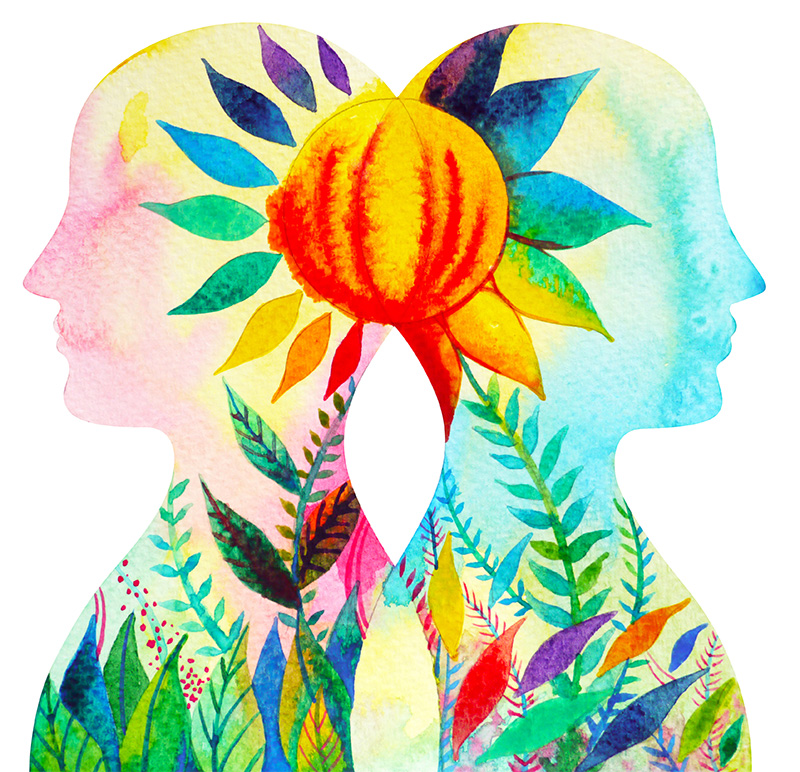 illustration of two minds coming together for growth